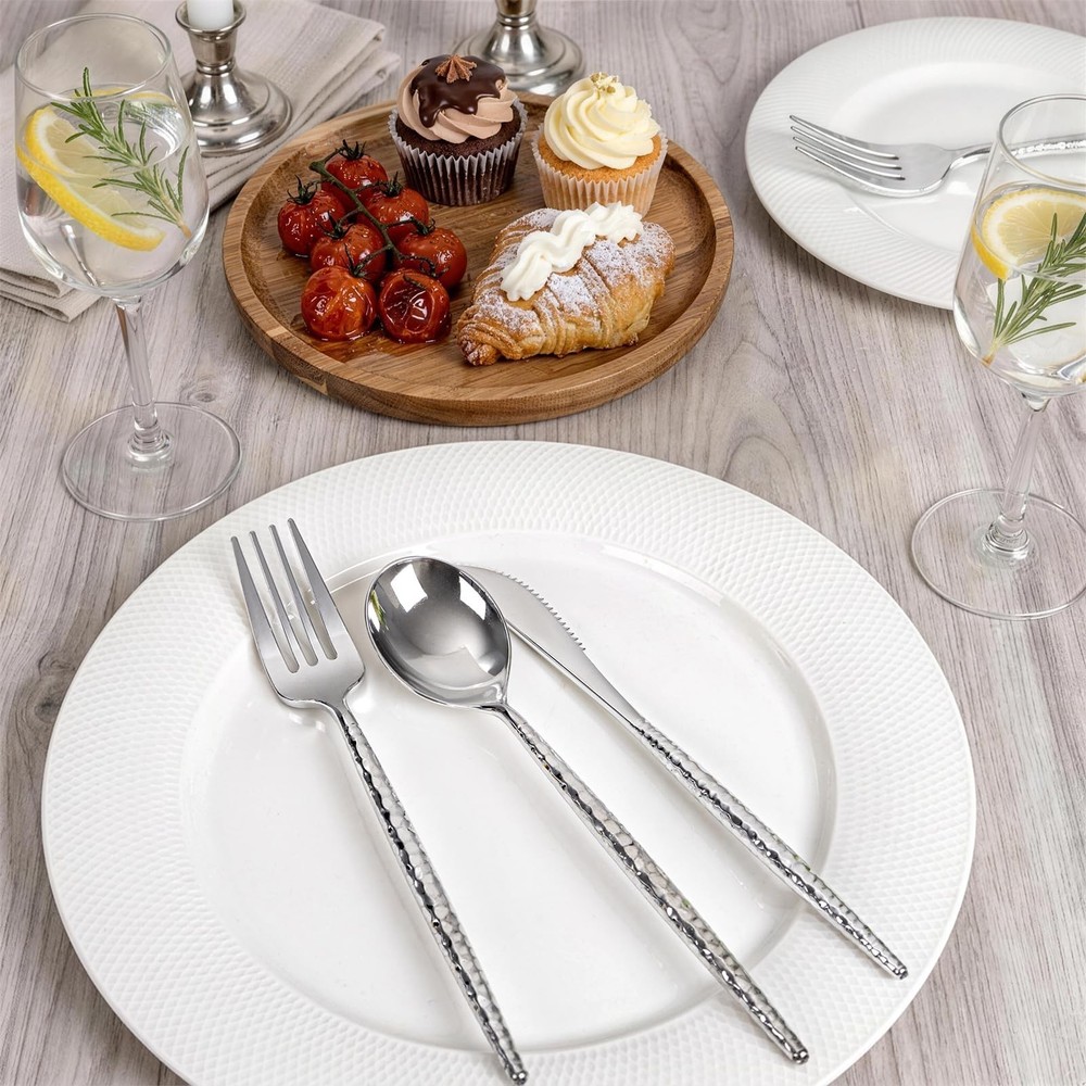 WILLIFE 120 Pcs Silver Plastic Silverware - Heavy Duty Plastic Silverware Inc...
