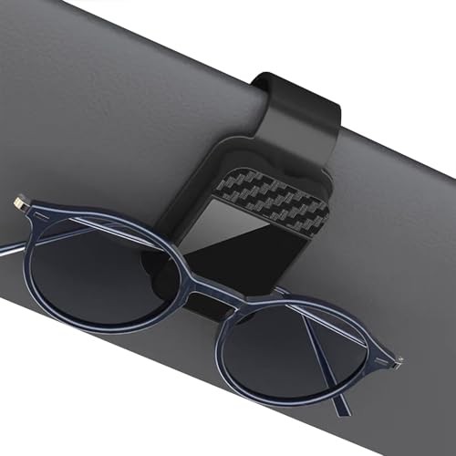 Car Sun Visor Sunglasses Holder - Quick Release Clip & Secure Lock, Broad Black