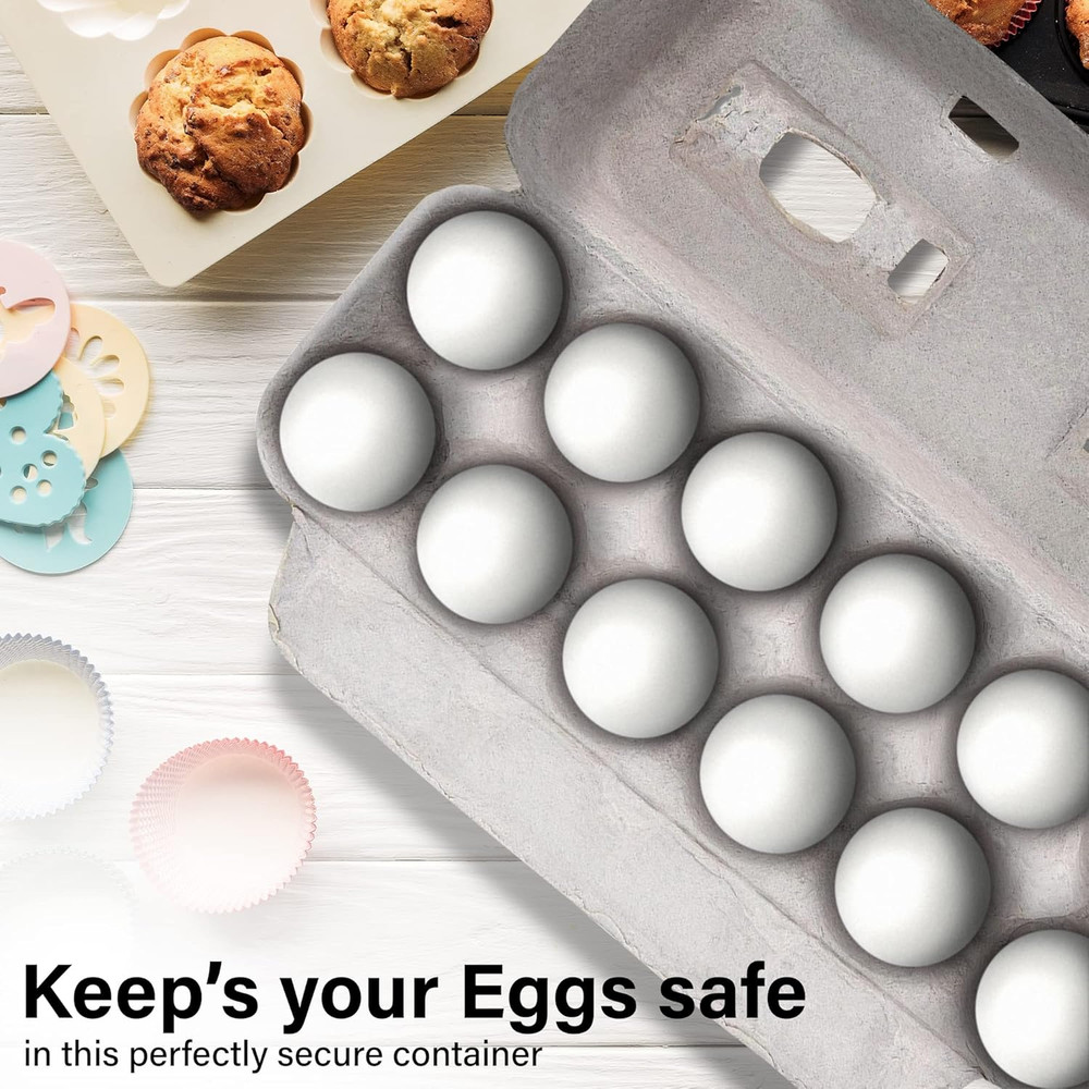 Recycled Pulp Egg Cartons Holds 12 Eggs Reusable Stackable Empty Egg Boxes 25 PK
