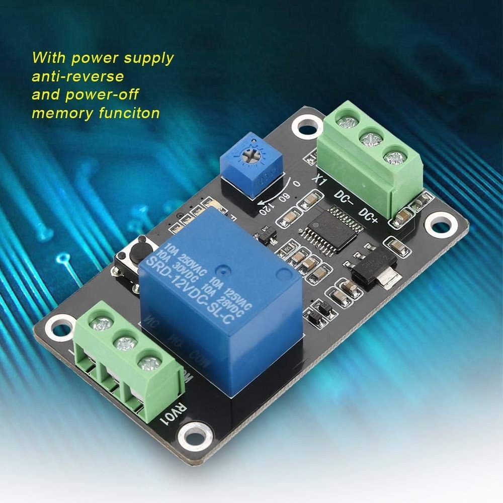 DC 5V/12V/24V Delay Timer Relay, Self-Locking On Off Time Switch Super...