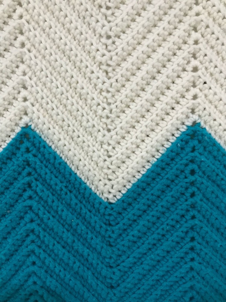 Large Afghan Chevron Pattern Crocheted