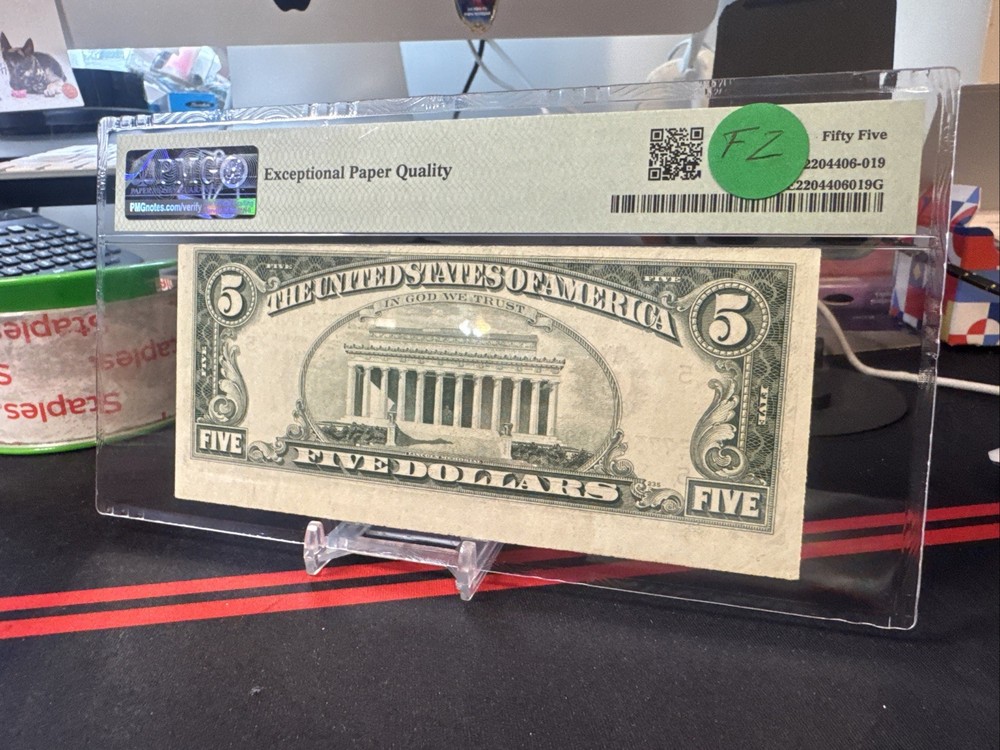 😀 ERROR Note: 1974 $5 FRN CUTTING ERROR (RICHMOND) PMG 55EPQ