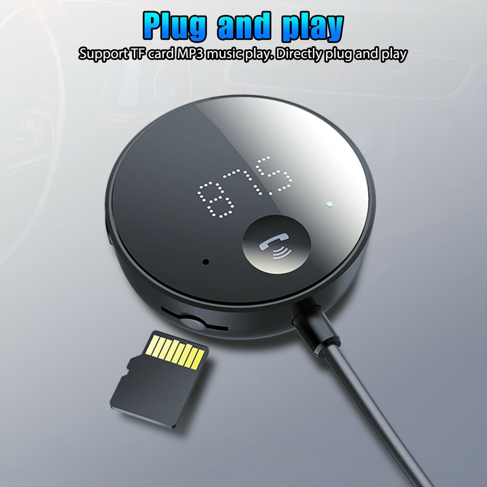 Bluetooth 5.0 Wireless Car FM Transmitter AUX Audio Receiver LCD Display Adapter