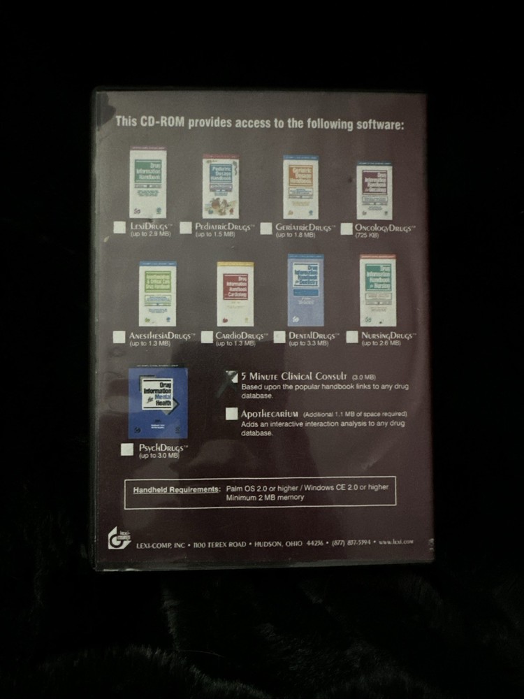 Lexi COMPLETE Palm OS On Hand Handheld Medical Software Comp