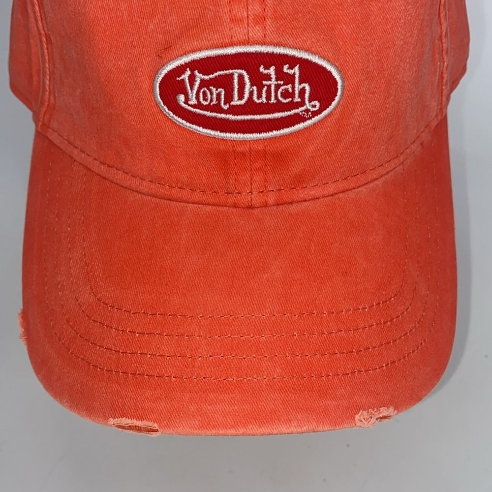 Von Dutch Twill Dad Cap Orange Strapback NWT Adjustable Baseball Hat