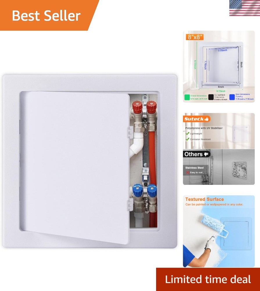 Self-Contained 8x8 Inch Plastic Access Panel - Perfect for Drywall and Ceilings