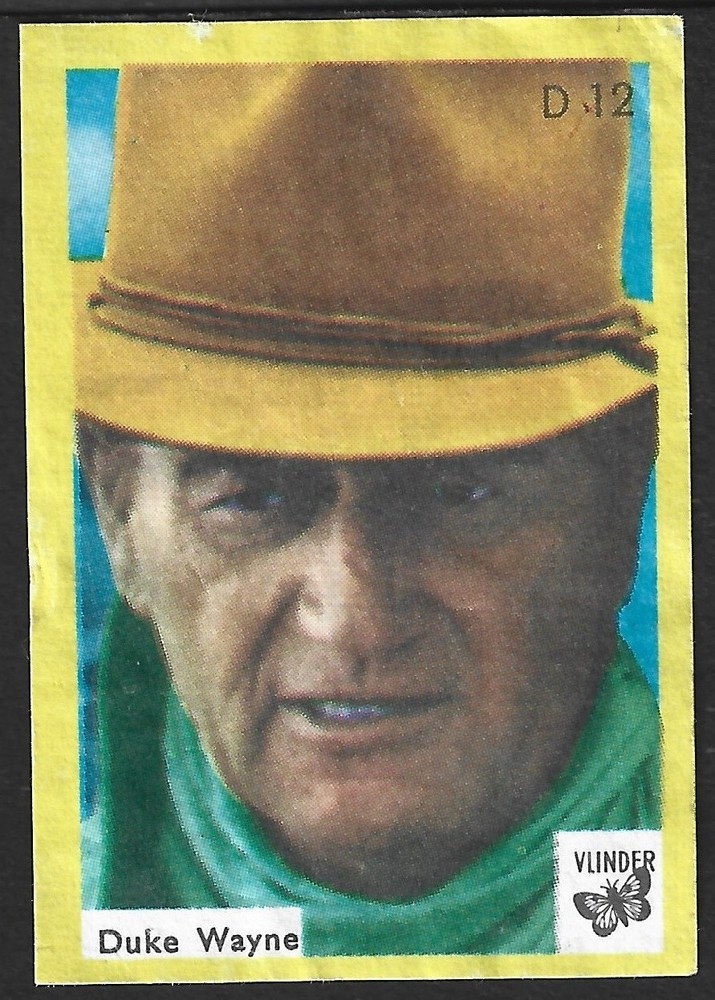 DUKE WAYNE vintage 1960s VLINDER match label