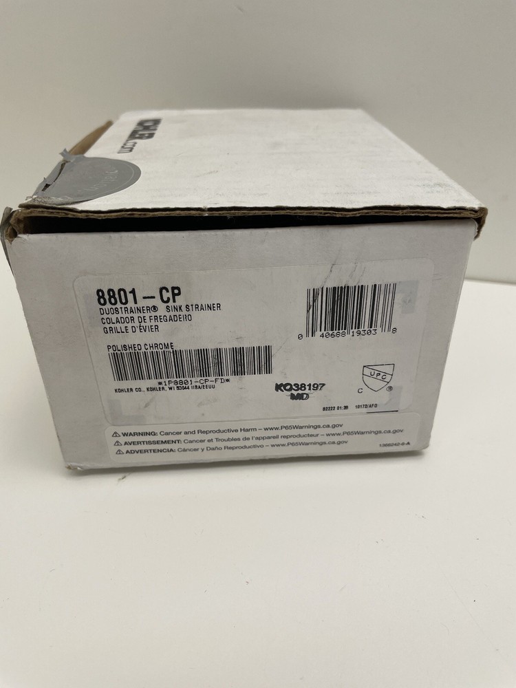 Kohler Insinkerator Duostrainer Sink Strainer - Polished Chrome -8801