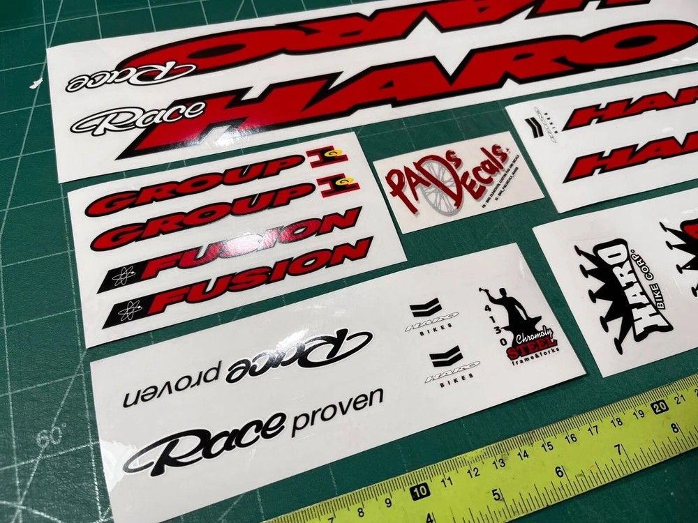 Haro group1 solid RED bmx sticker decals on clear