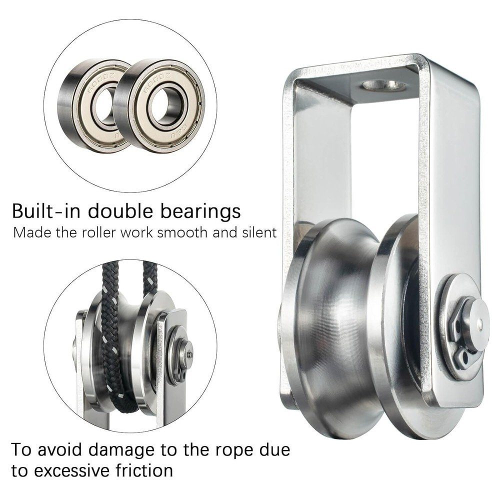 2-Pack Heavy-Duty Wall-mounted Pulleys with Smooth Bearings for Easy Lifting