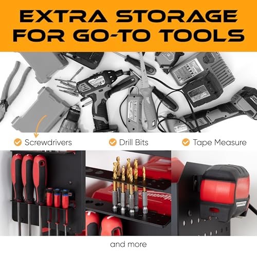Power Tool Organizer Wall Mount, 4 Layer Heavy Duty Metal Tool Storage Black