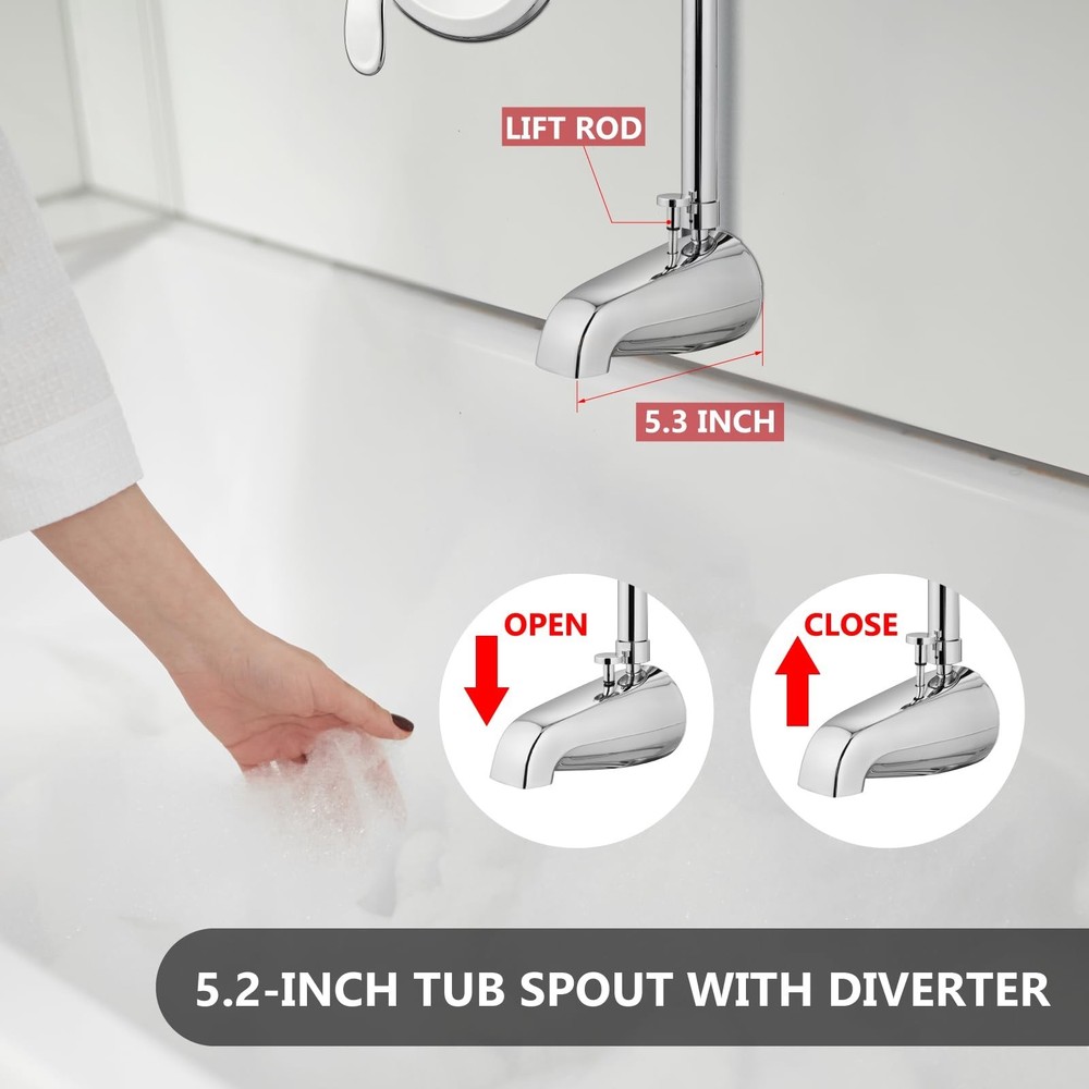 Convertor Shower Unit Spout-Type Add-On Tub Shower Conversion Kit Polished Ch...