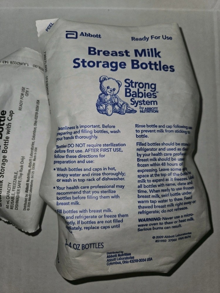 4 Abbott Breast Milk Storage Bottles NEW