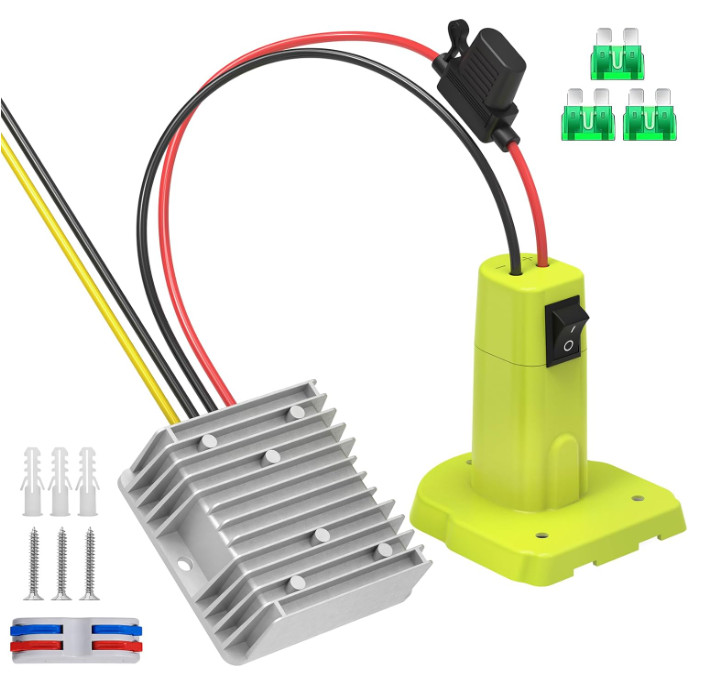 18V to 12V Step Down Converter Compatible with Ryobi 18V Battery Adapter Volt...