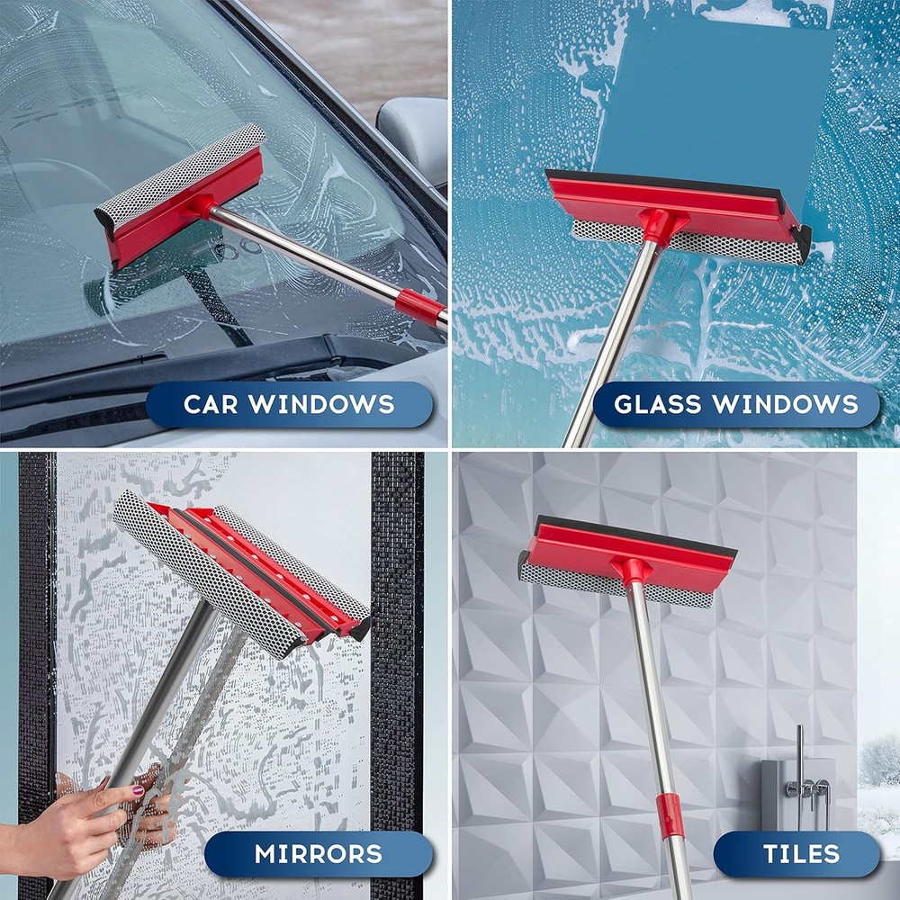 DSV Standard Window Squeegee, 2-in-1 Multi-Section Red