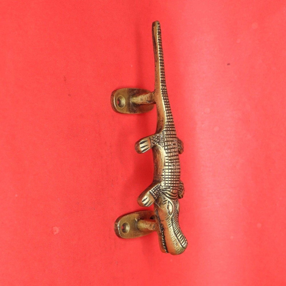 Crocodile Alligator Shape Vintage Style Handcrafted Brass Door Pull Handle