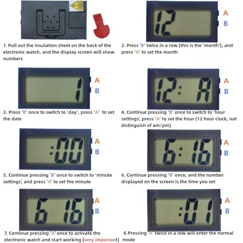 Shudyear 3PCS Small Digital Clock Mini Car Clock Mount Watch Desktop with Date