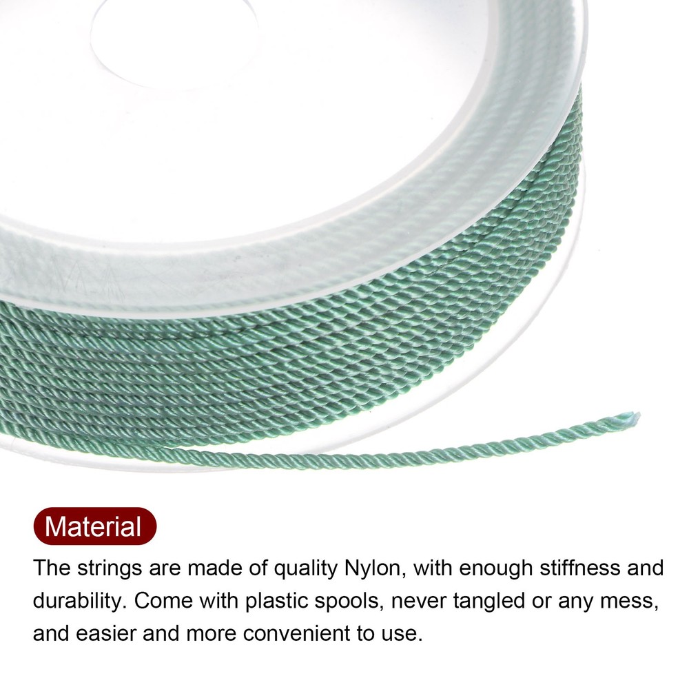 1.5mm Nylon Cord Beading String Chinese Knot Knitting String, Pine Green, 65ft