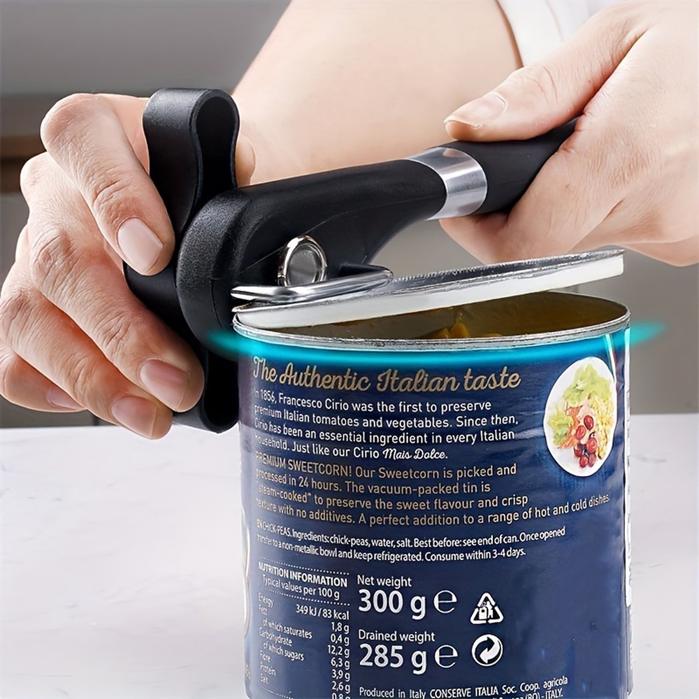 Plastic Hand-actuated Can Opener Safety Kitchen Tools Easy Grip Side Cut Manual