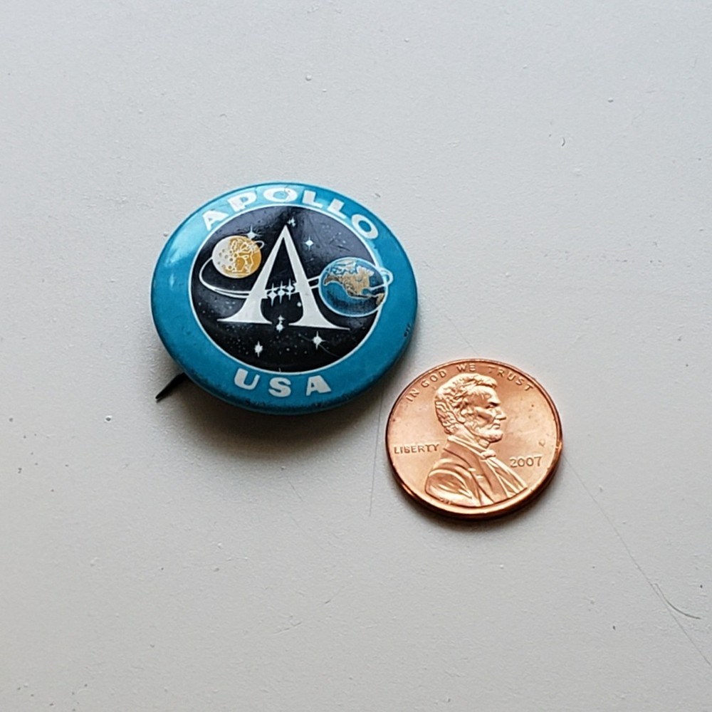 Apollo Program Logo / 1.2" Pinback Button, vintage, NASA