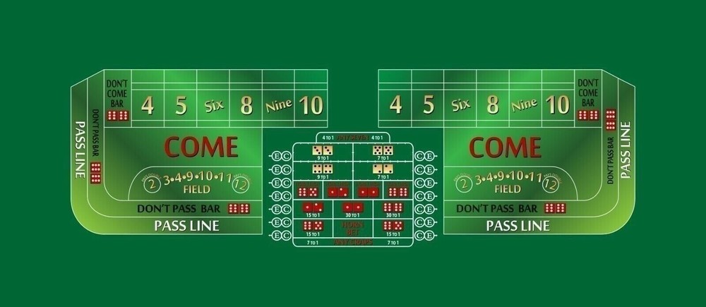 Craps Table Layout Felt - 10 Foot Green