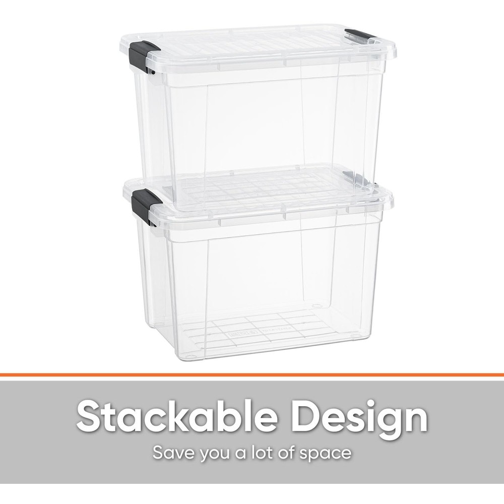 Mini Deep Storage Organizer Bin with Lid X-Deep Small Clear Storage Box with ...