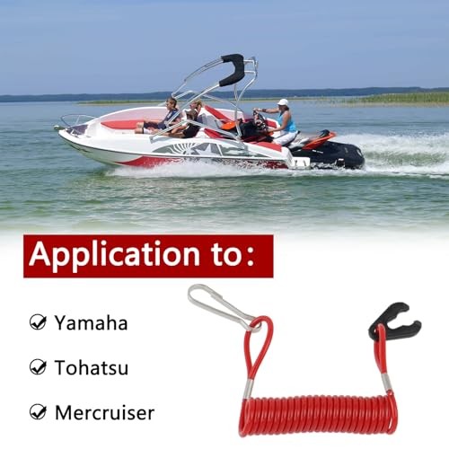 Boat Engine Safety Kill Stop Switch Connector Lanyard Tether, Replacement for 1