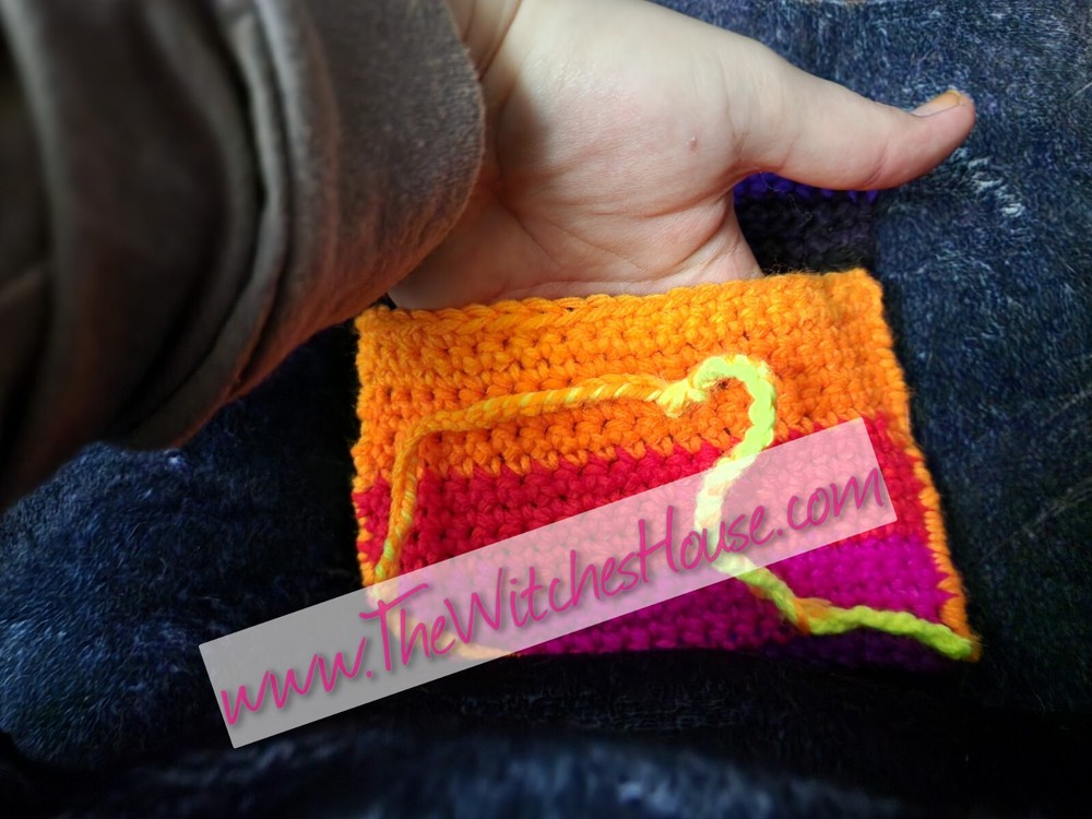 Handmade Crochet Tarot Card Bag – Multicolor Storage with Drawstring Closure