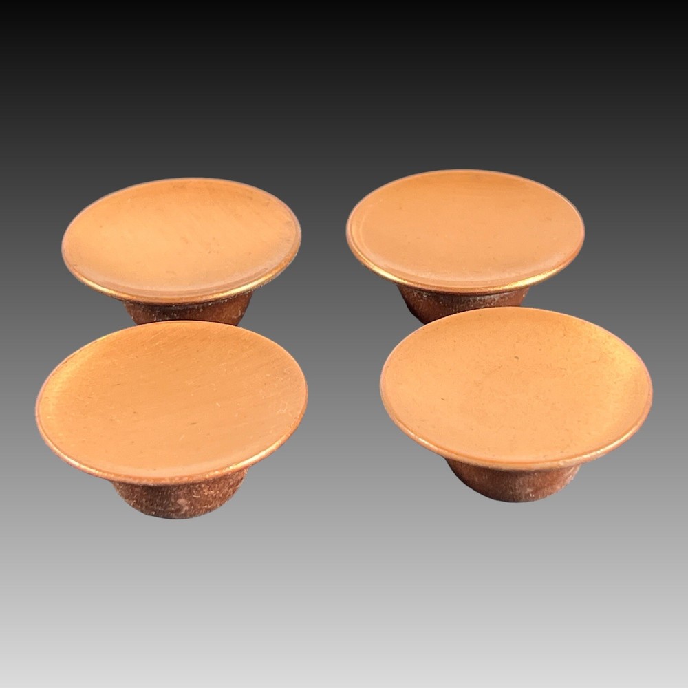 Vintage MCM Hardware Set Of Four Copper Tone Drawer Cabinet Pulls Knobs