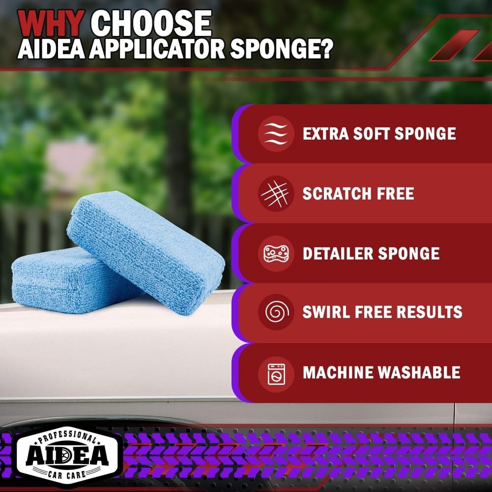AIDEA Microfiber Applicator Pad-8Pack, Car Wash Sponge, Premium Microfiber