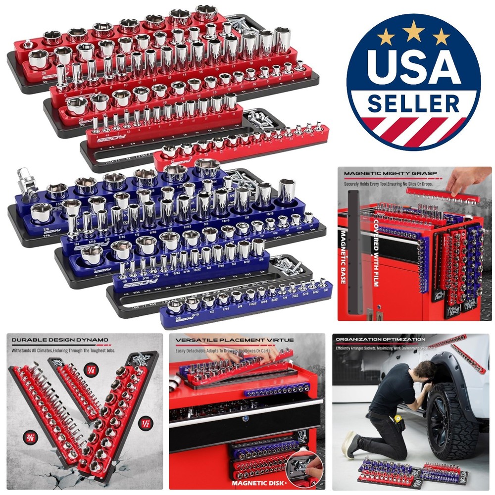 Portable Magnetic Socket Holder Set - 6-Piece Storage Solution for Every Toolbox