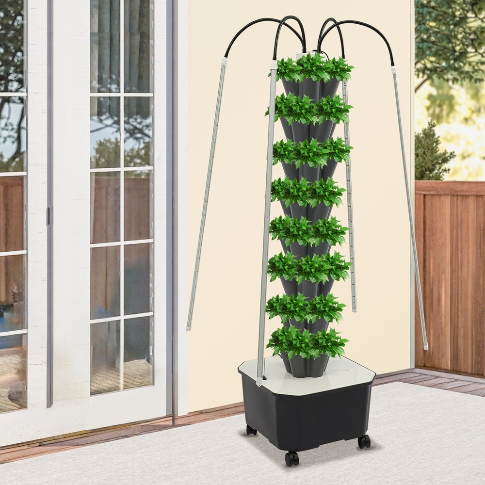 Hydroponics System with Grow Lights - 40 Hole Vertical Garden Tower Kit