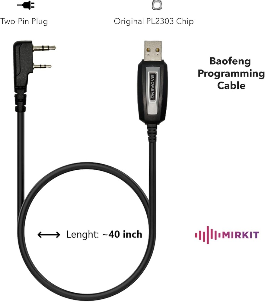 Baofeng UV-5R Radio Programming Cable MIRKIT