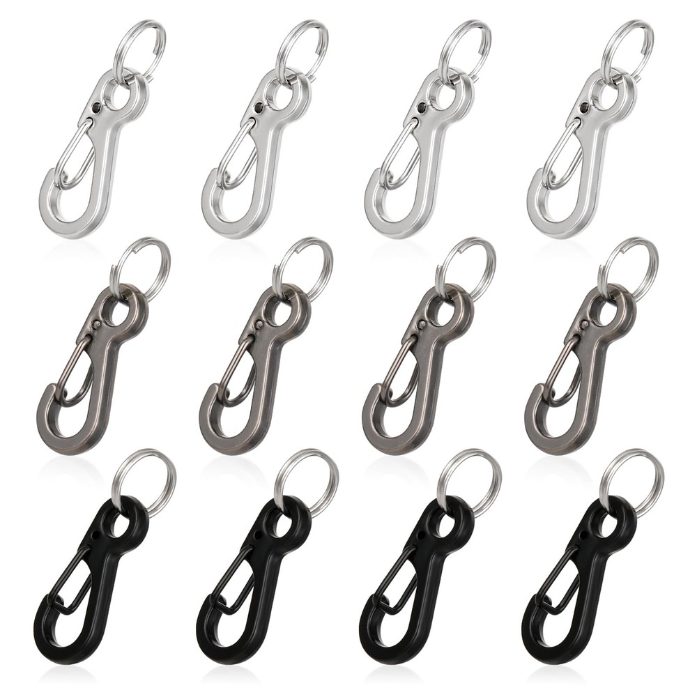 12Sets Mini Carabiner Clip Metal Spring Snap Hook