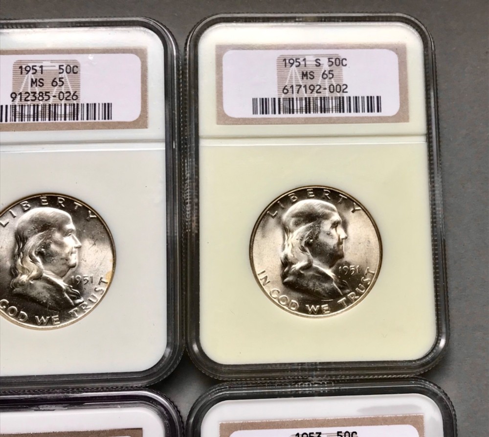 Group of (4) Franklin Half Dollars NGC MS65