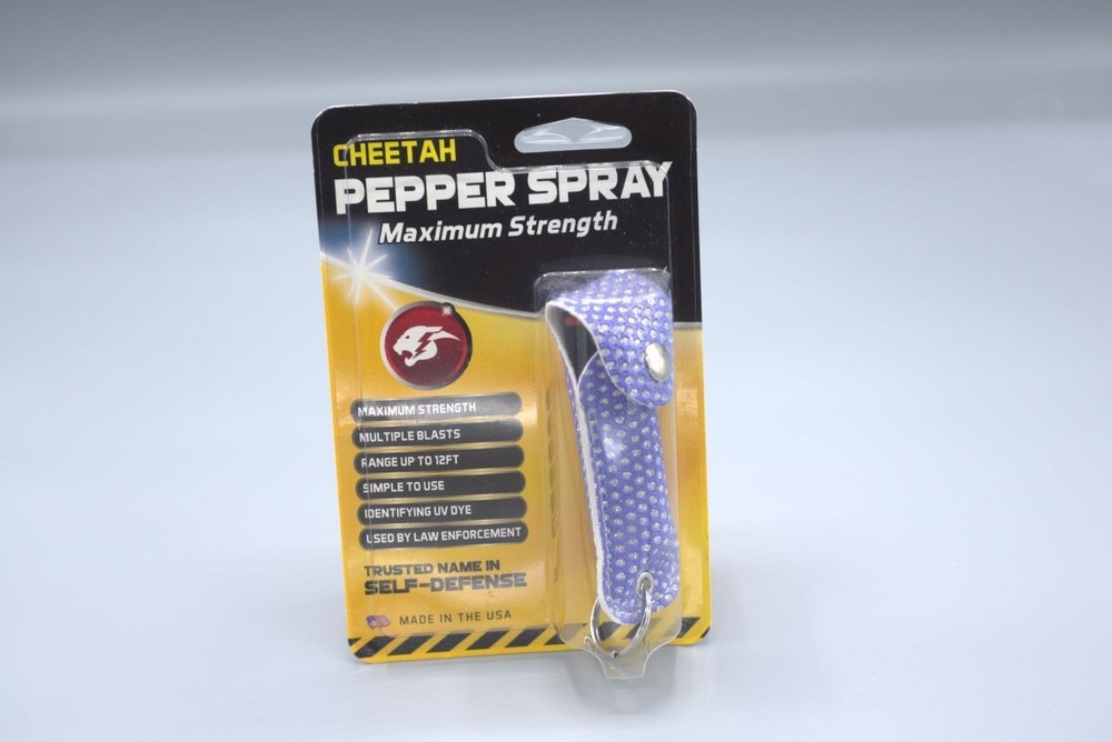 SELF-DEFENSE CHEETAH PEPPER SPRAY - PURPLE BLING