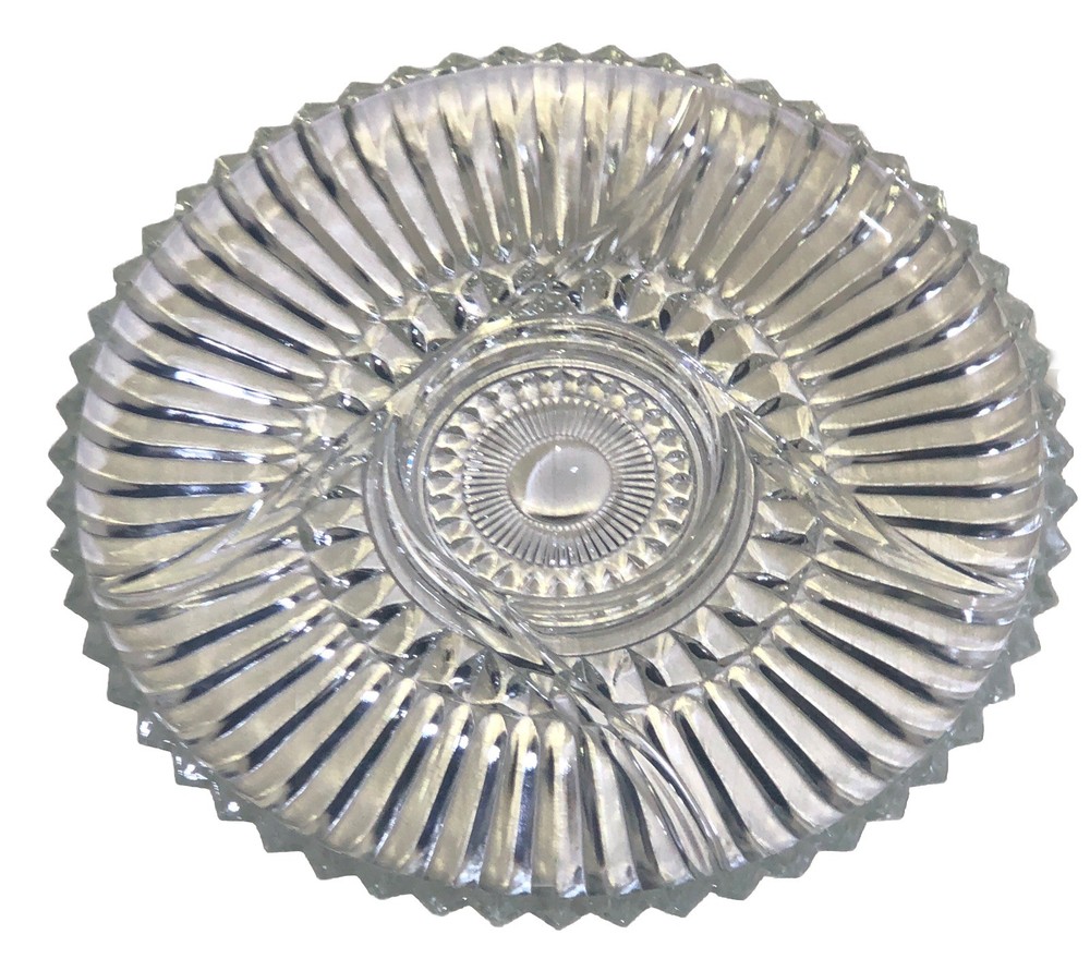 Vntg 12” Ribbed 5 Section Glass Serving Platter
