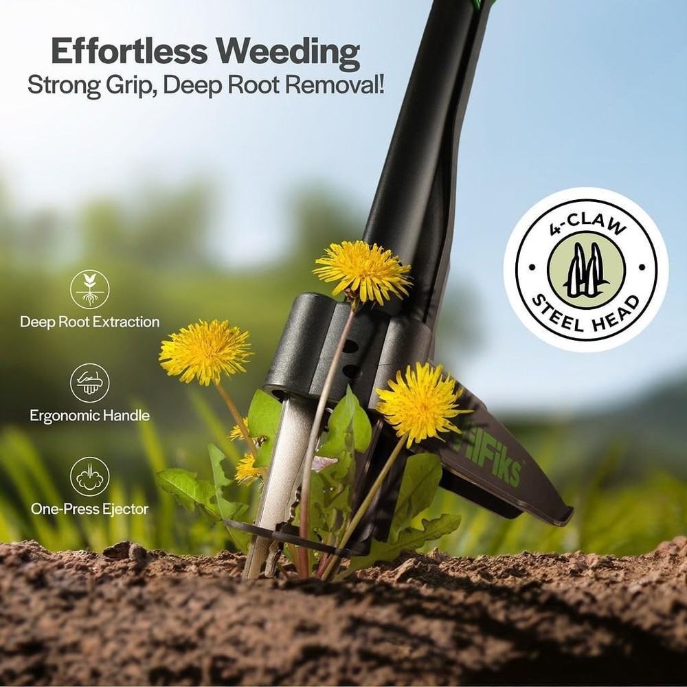 Weed Puller Tool with Long Adjustable Handle 36", 40", & 45", Quick-Release W...