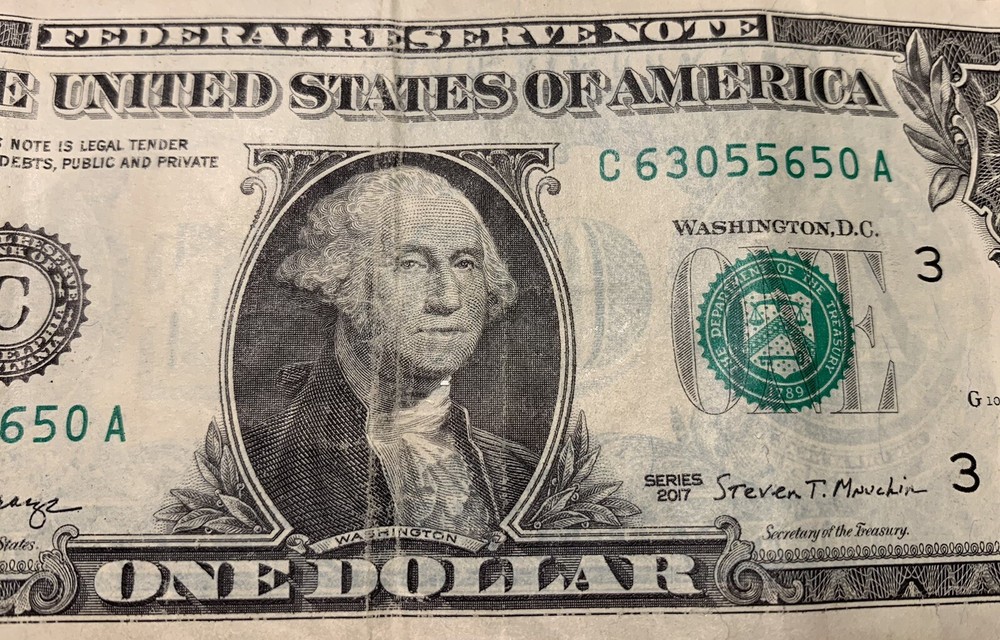 SUPER RARE! 2017 (FRONT AND BACK OFFSET ERROR) One Dollar Bill