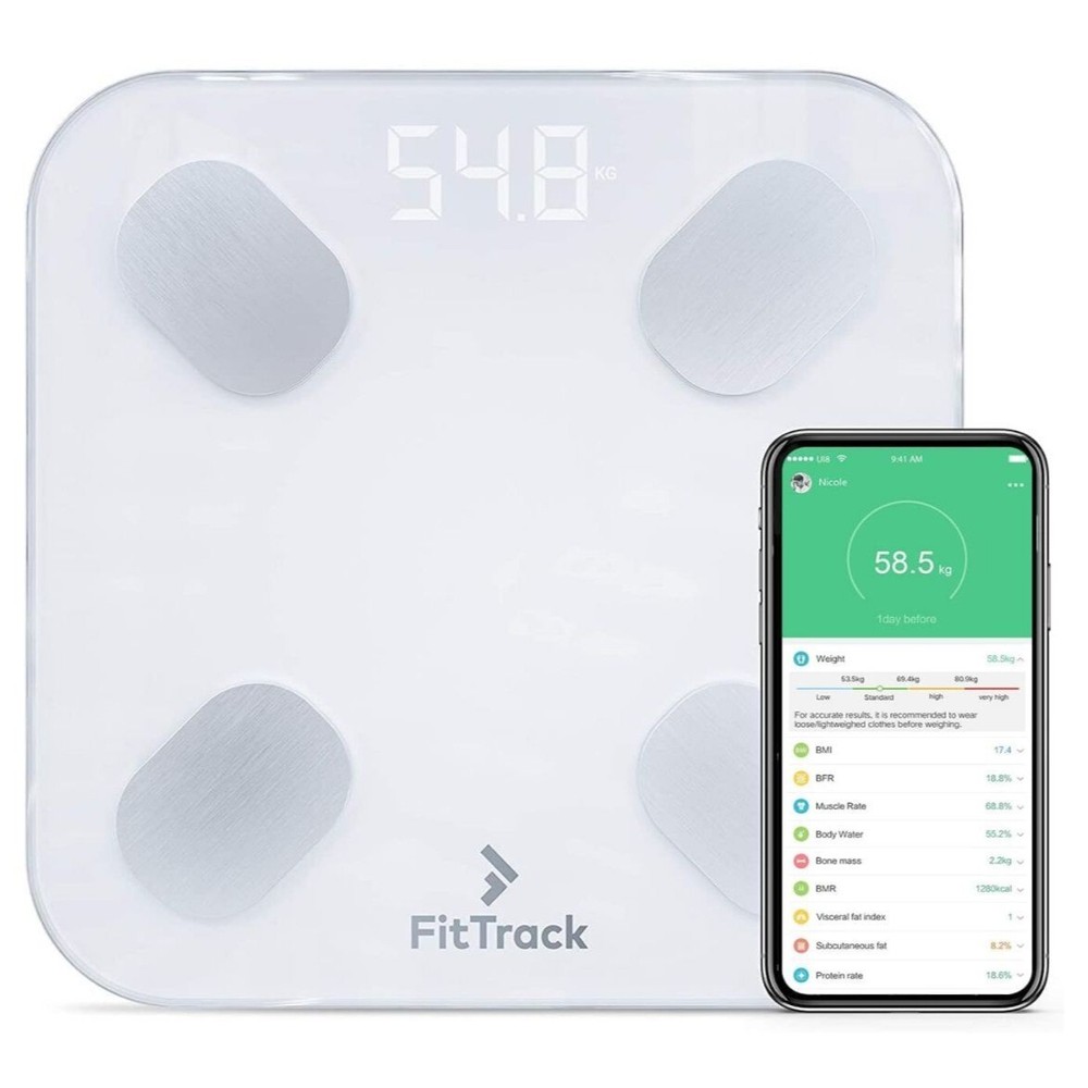 FitTrack Dara Smart BMI Digital Scale, Weight + Body Fat, Accurate, Bluetooth