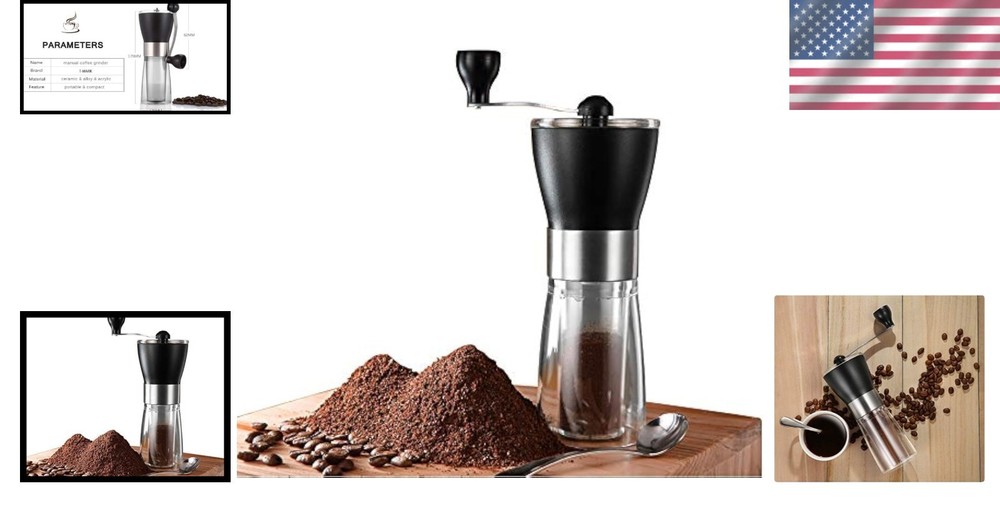 Manual Coffee Grinder - Portable Ceramic Burr Grinder for Smooth Brews