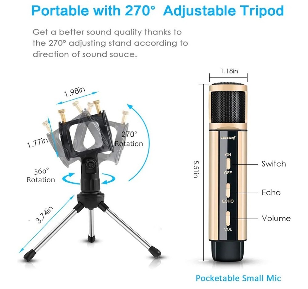 ZealSound Studio Recording Microphone Rose Gold