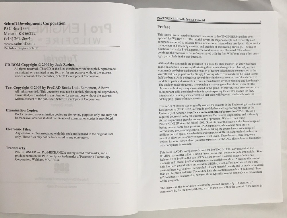 Pro/Engineer WILDFIRE 5.0 Software Tutorial MANUAL ONLY - No CD - Schroff