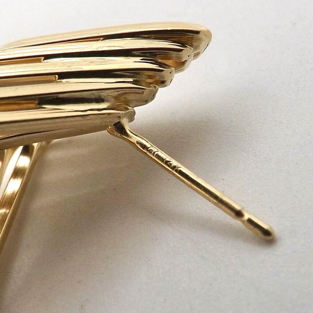 14k Gold Geometrical Drop Stud Earrings Abstract Folded