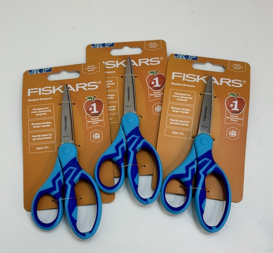 Fiskars Student Scissors - 7” Blue Small Sharp Craft Sewing School scrapbooking