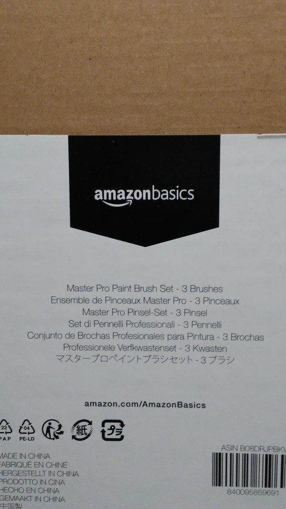 Amazon Basics Master Pro Paint Brush Set Wood Handle - 3 Sized Brushes