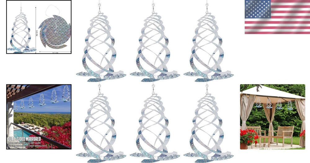 Reflective Mylar Bird Deterrent Spinners, 6 Pack - Protect Your Garden Elegantly