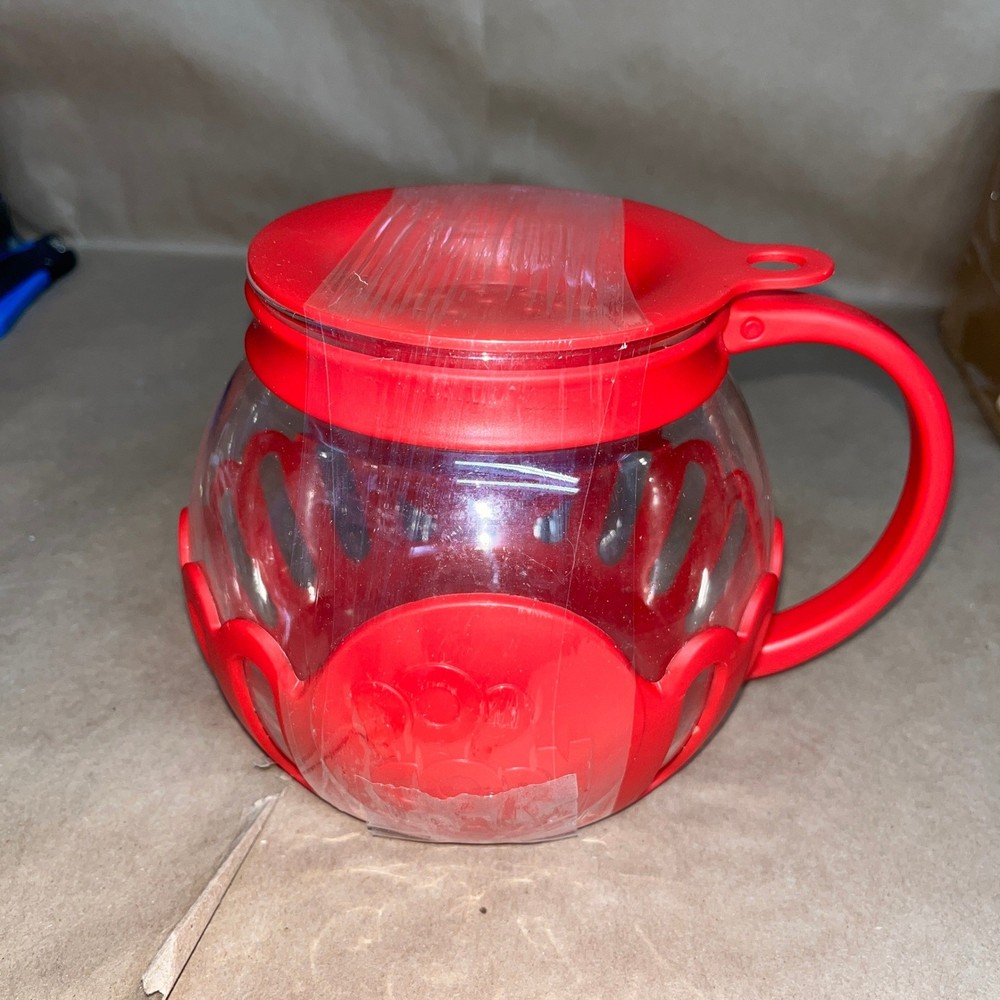 Ecolution Micro-Pop Glass Microwave Popcorn Popper 1.5 Quart Red