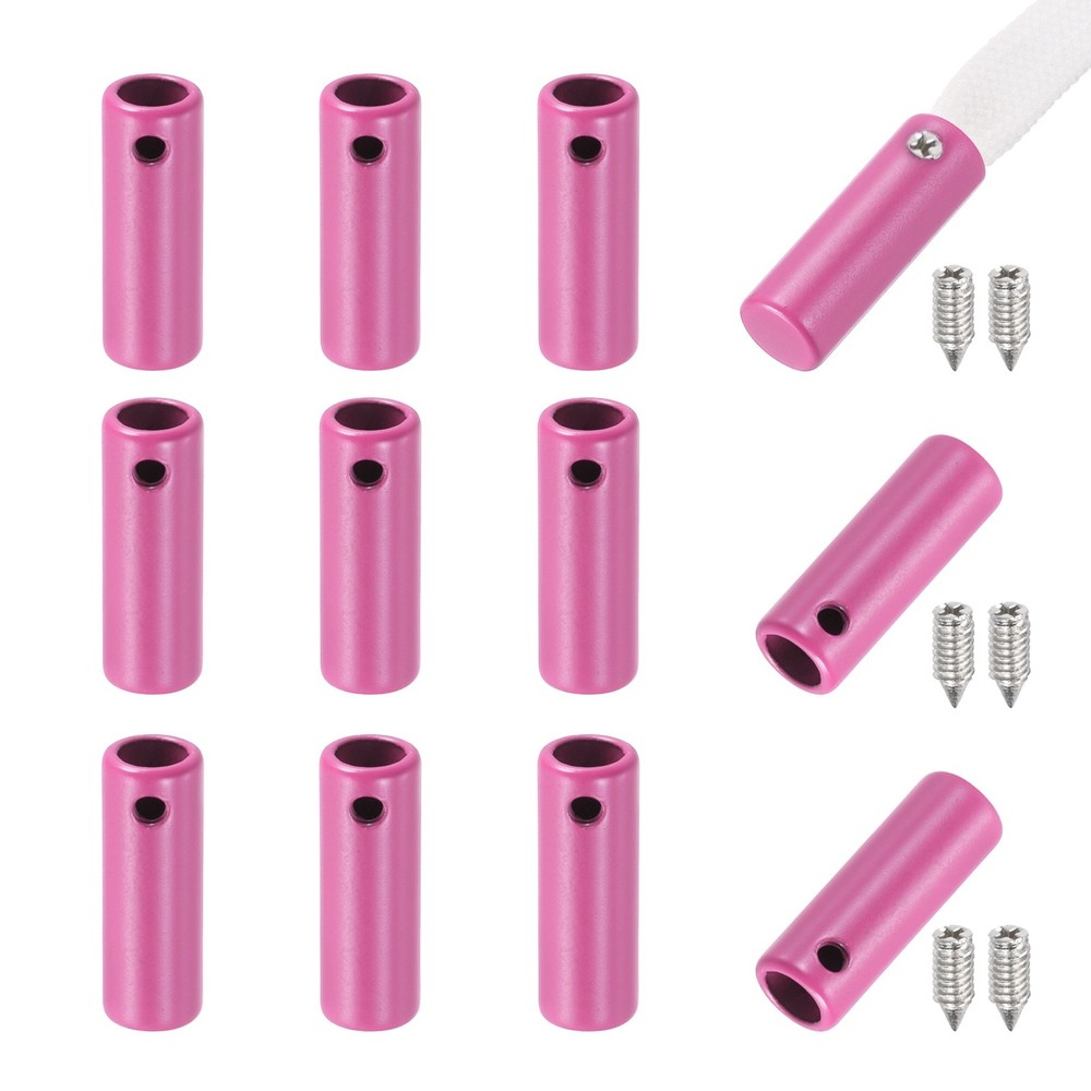 12Pcs 20mm Shoelace Tips Caps with Screw, Rose Red