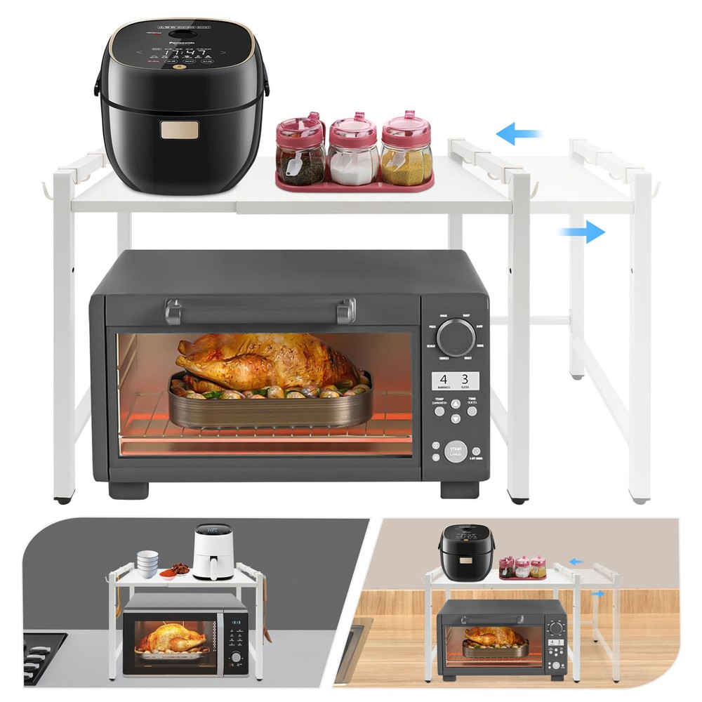 2 Tier Microwave Stand Adjustable Kitchen Shelf for Kitchen Countertop Organizer